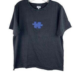 EUC-HYDEN Yoo Vintage Streetwear Puzzle Piece graphic ShortSleeve Black T-Shirt